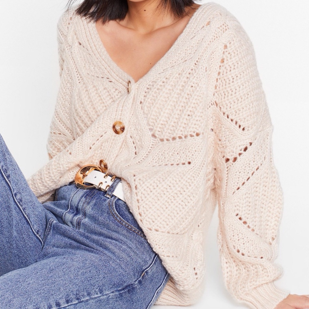 Nasty Gal soft pink knitted sweater cardigan
